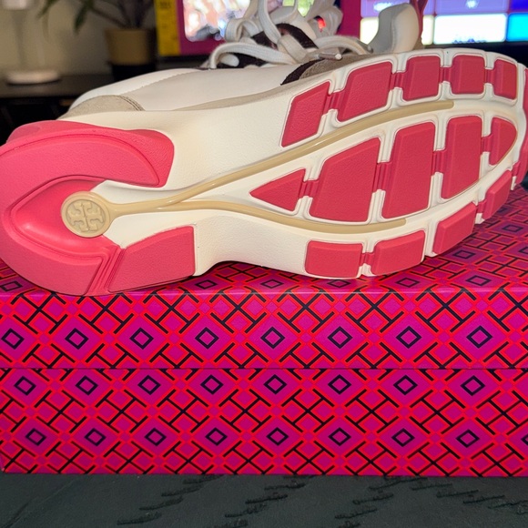 Tory Burch White and Pink Sneakers - Picture 2 of 4